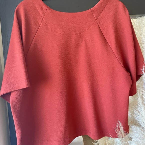 Bobeau Burnt Orange Cut Out Drape Blouse - Picture 2 of 5